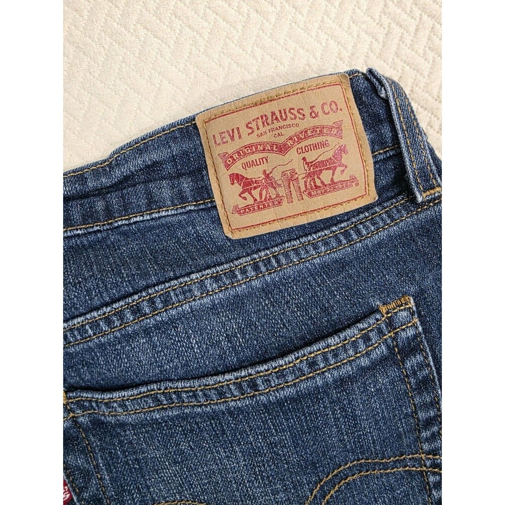 Levi's Boyfriend Jeans Size 32 Classic Medium Dark Wash Stretch Straight Leg - Picture 5 of 11